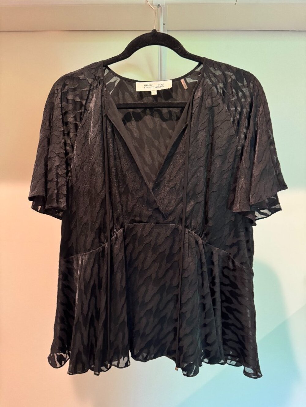 Diane von Furstenberg Layered Black Flowy Blouse